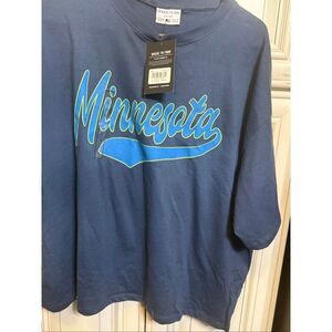 Where I'm From Women's Minnesota Crew Neck Short Sleeve Easy Tee Blue Large NWT
